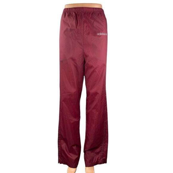 Adidas Women's Red Trefoil Logo Straight Leg Windbreaker Trousers Track Pants M - Picture 1 of 5
